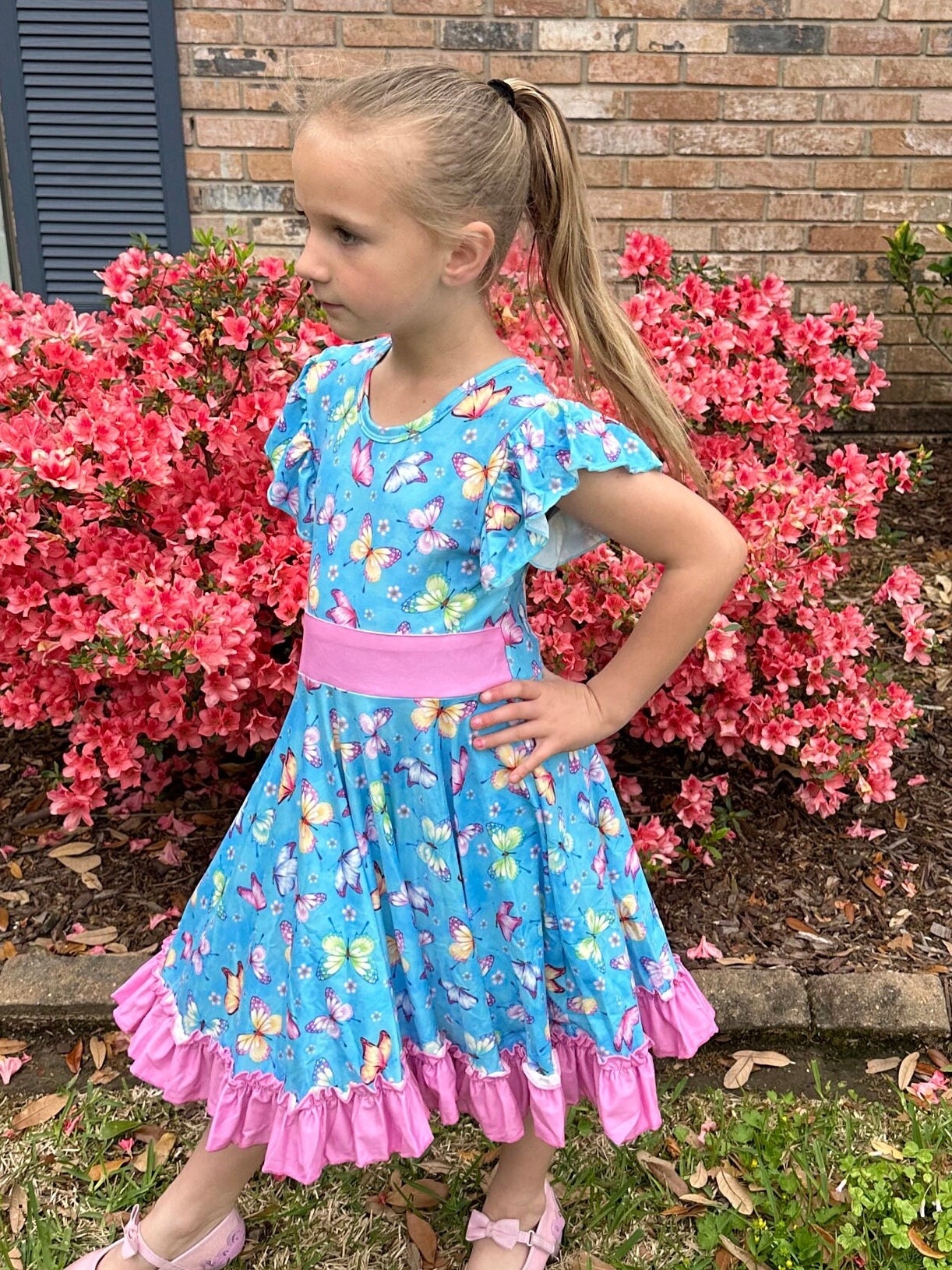 butterfly bow back twirl dress