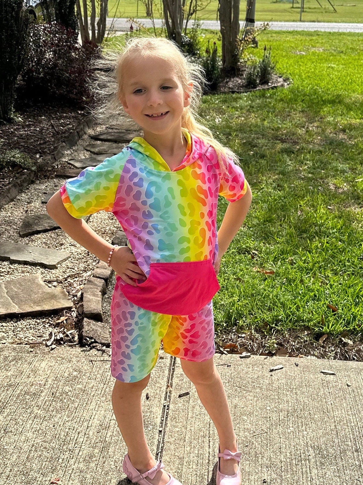 Rainbow Leopard Short Set