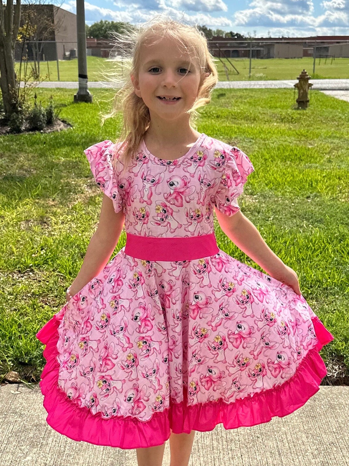 Angel Bow Back Twirl Dress