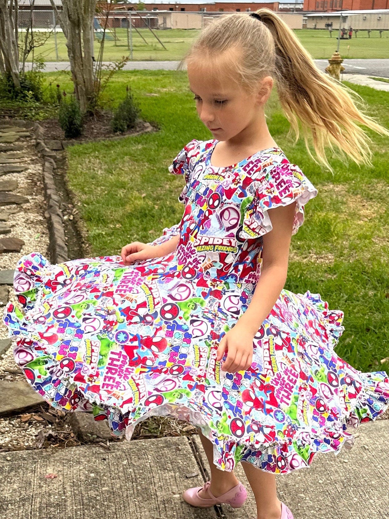 Super Hero and Friends Crossback twirl dress