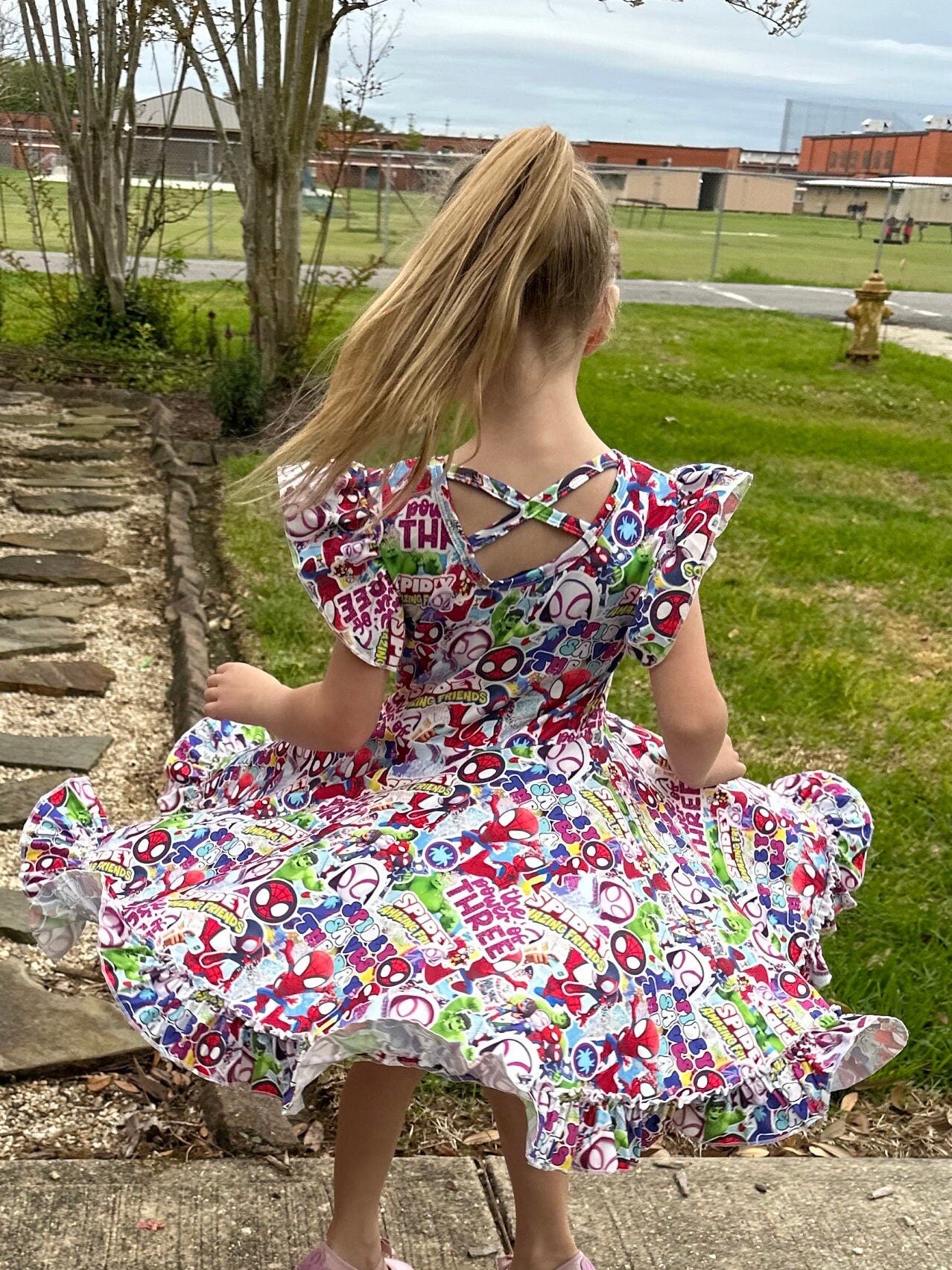 Super Hero and Friends Crossback twirl dress