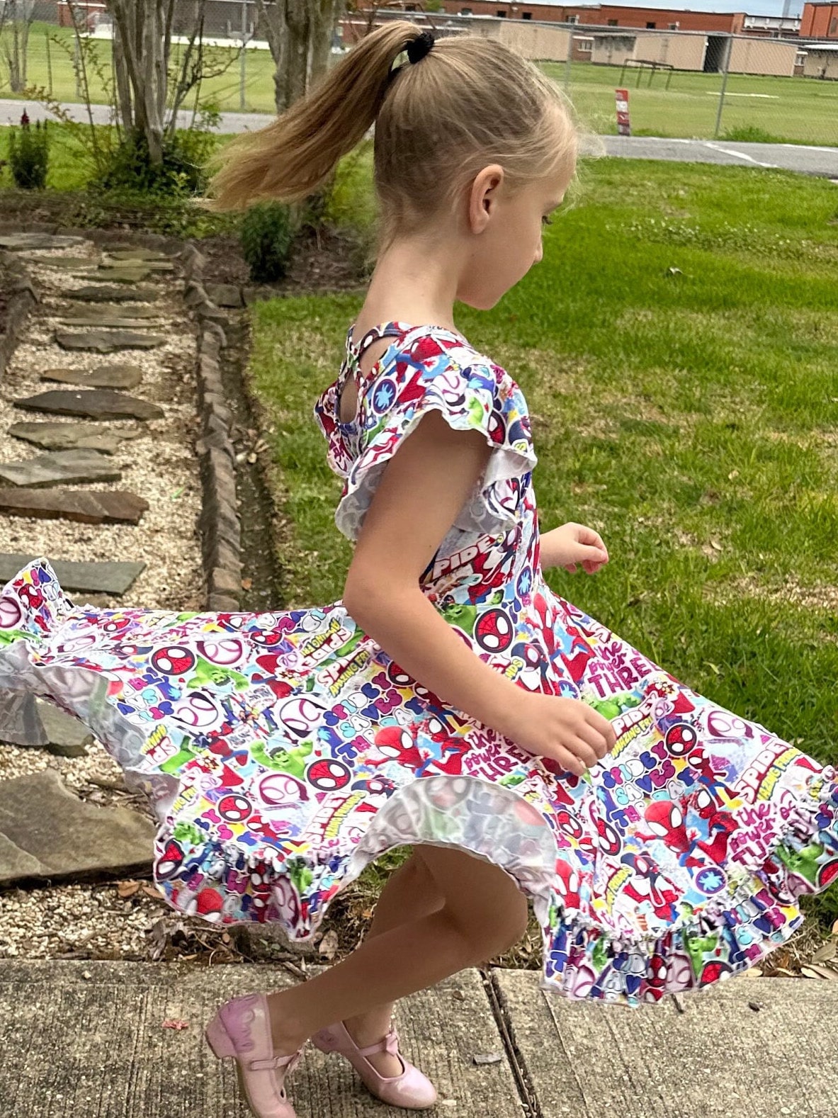 Super Hero and Friends Crossback twirl dress