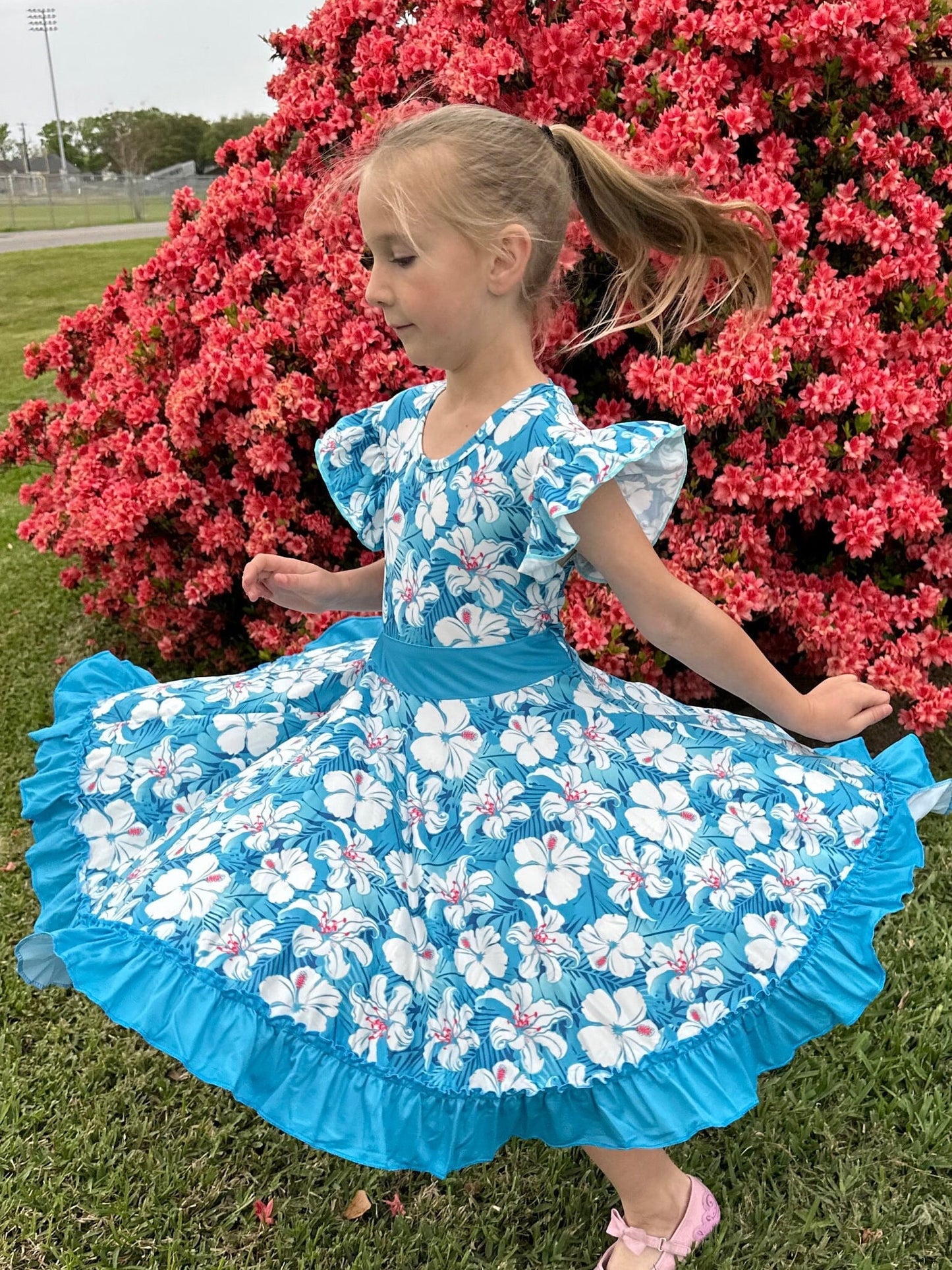 Hibiscus Bow Back Twirl Dress