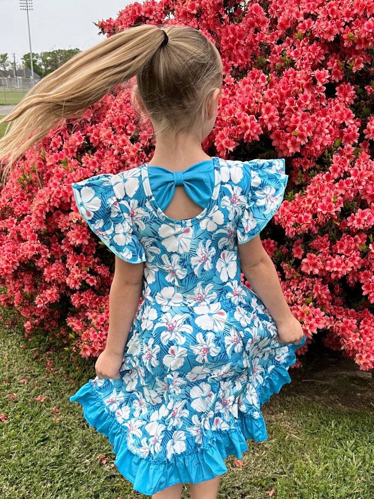 Hibiscus Bow Back Twirl Dress