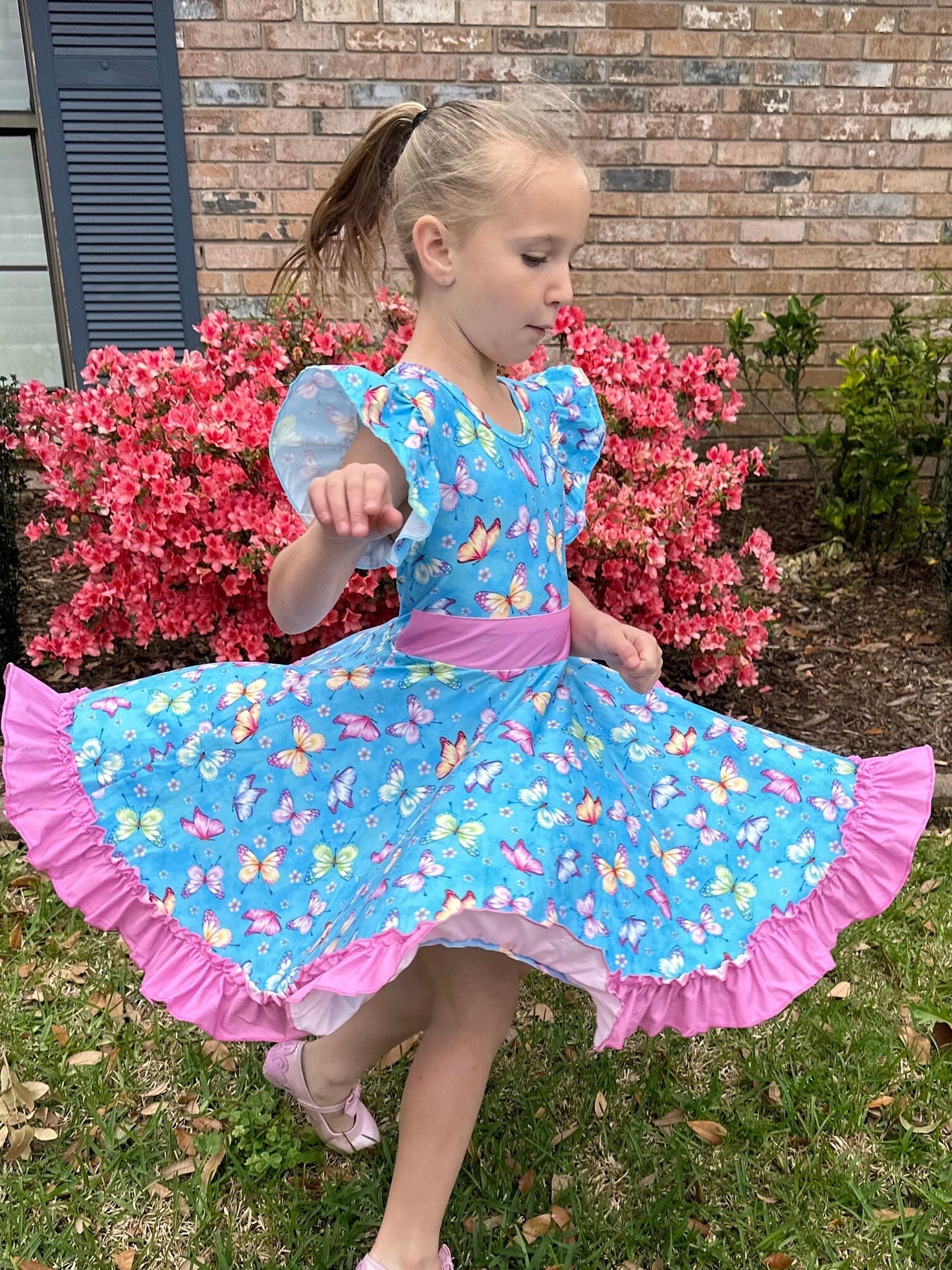 butterfly bow back twirl dress