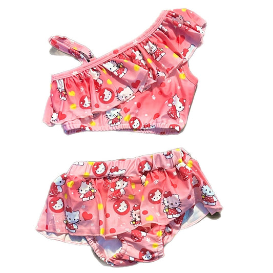 pink kitty 2 piece swim suit