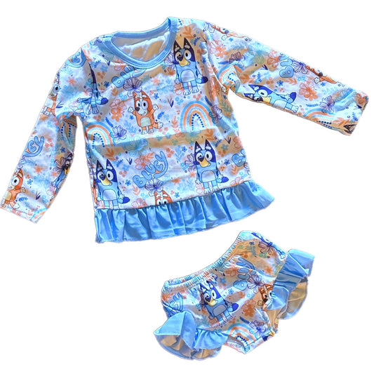 Blue Dog and Rainbows 2 piece swim