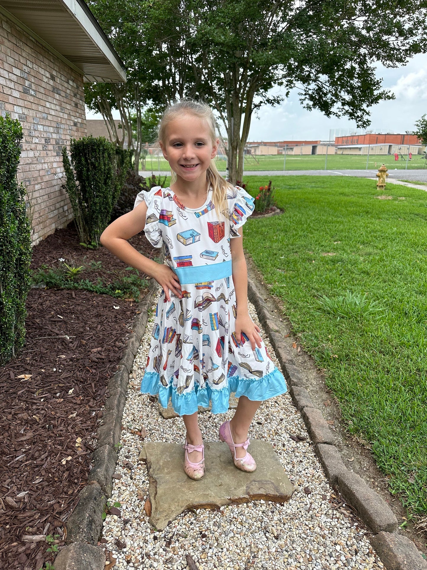 Book Lovers Bow Back Twirl Dress