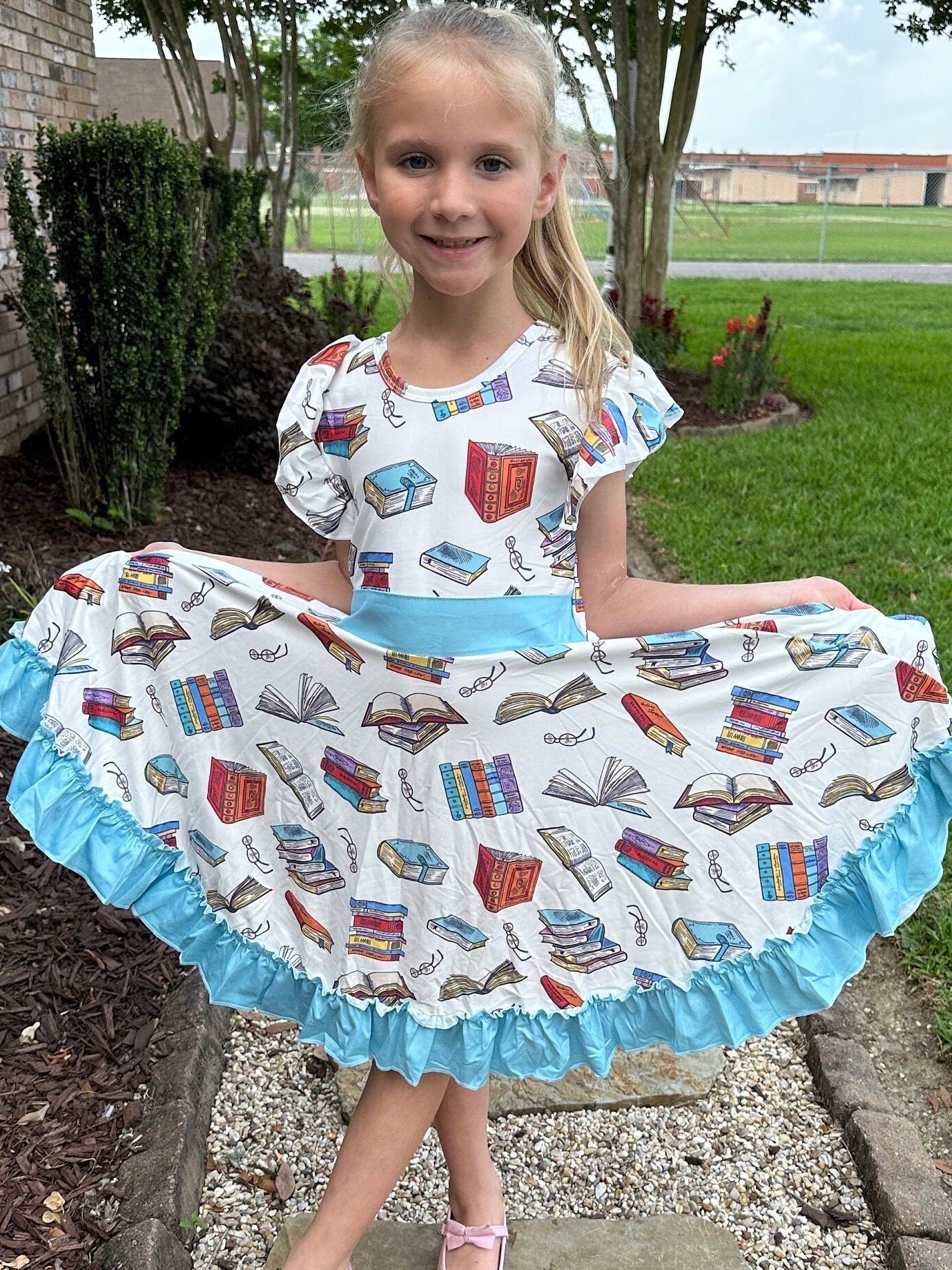 Book Lovers Bow Back Twirl Dress