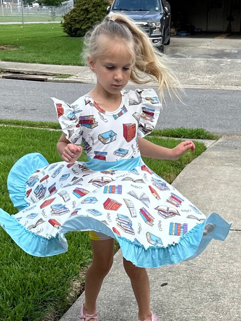 Book Lovers Bow Back Twirl Dress