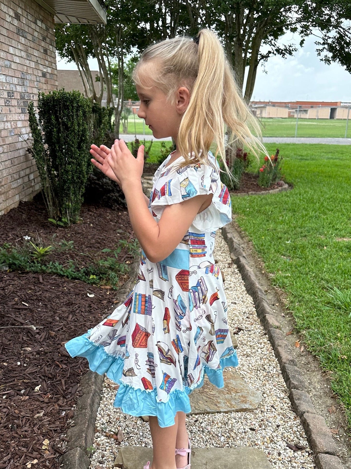 Book Lovers Bow Back Twirl Dress