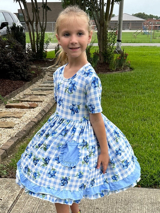 Blueberry pocket twirl dress