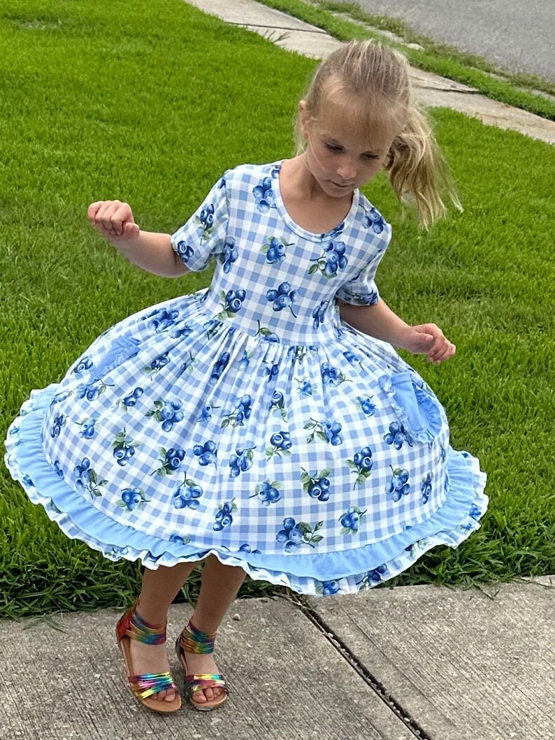 Blueberry pocket twirl dress