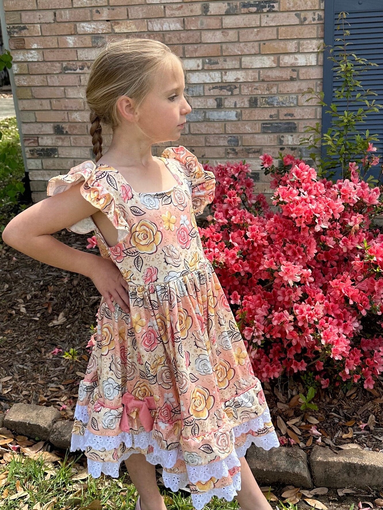 Ruffles and Lace Roses Twirl Dress