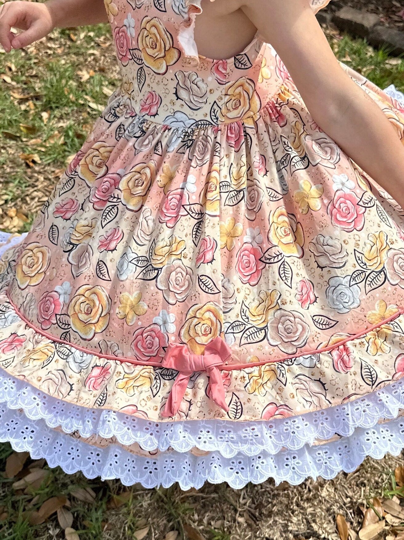 Ruffles and Lace Roses Twirl Dress