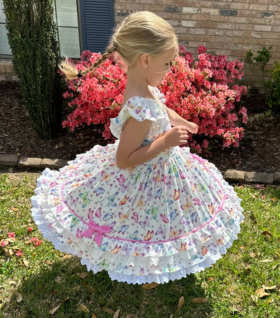 Ruffle and Lace Butterfly Twirl Dress