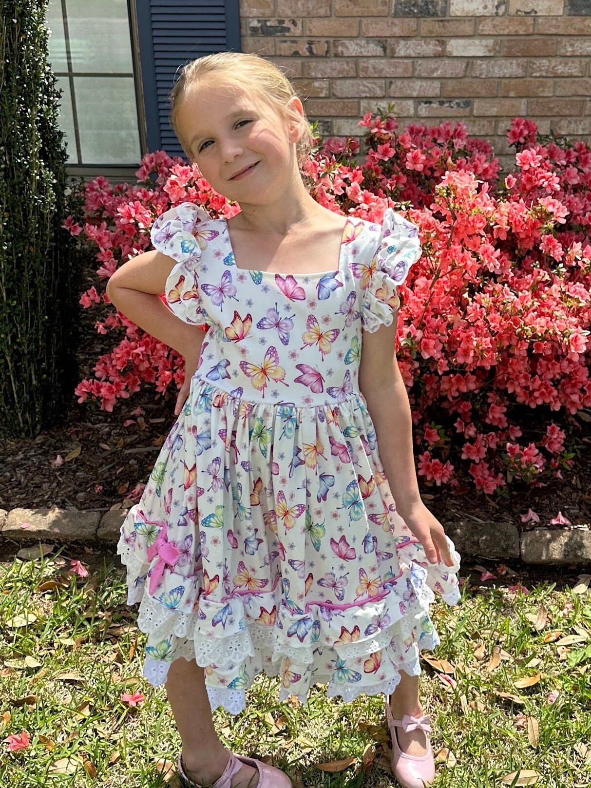 Ruffle and Lace Butterfly Twirl Dress