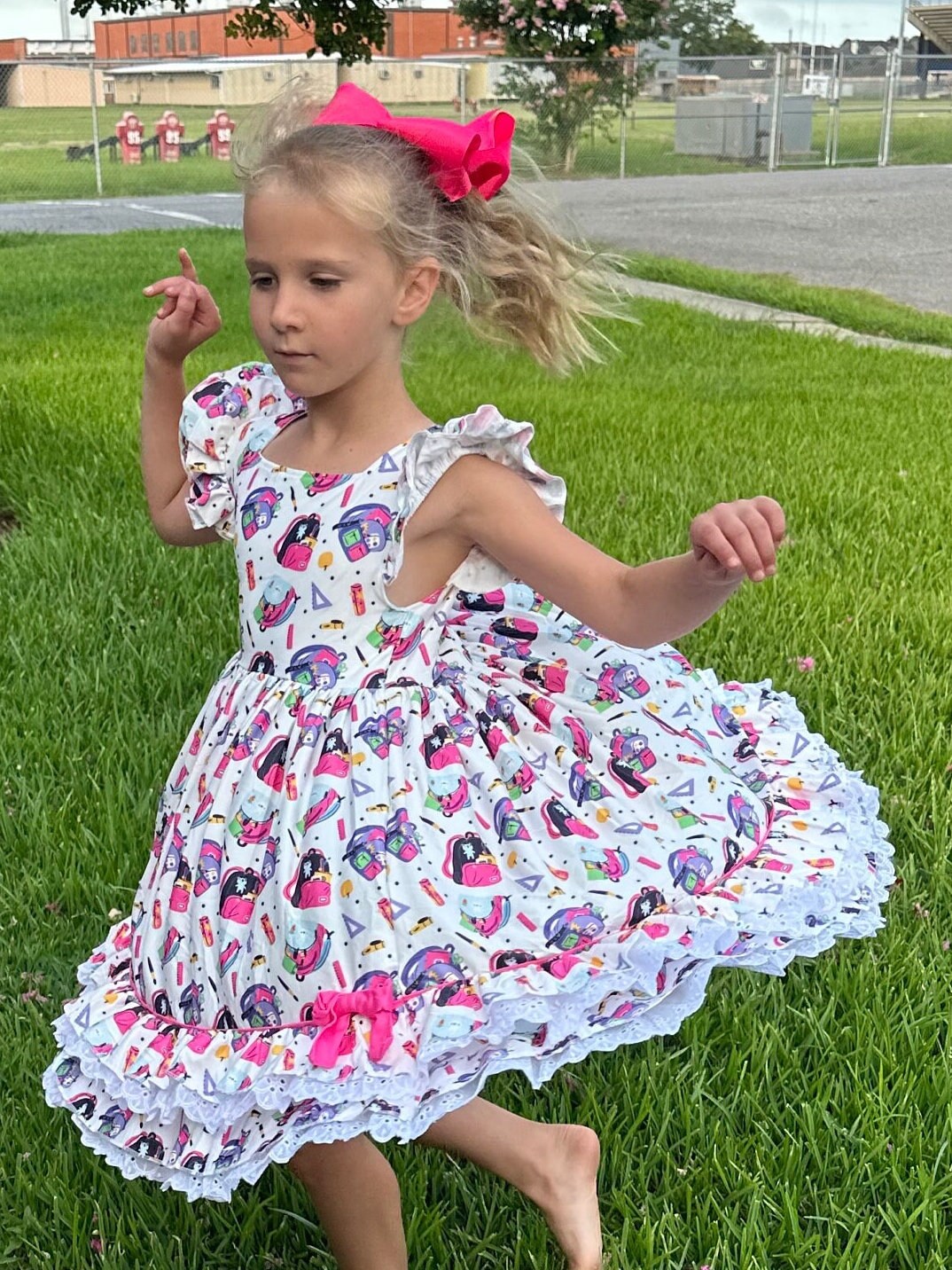 Ruffle and Lace School Days Twirl Dress