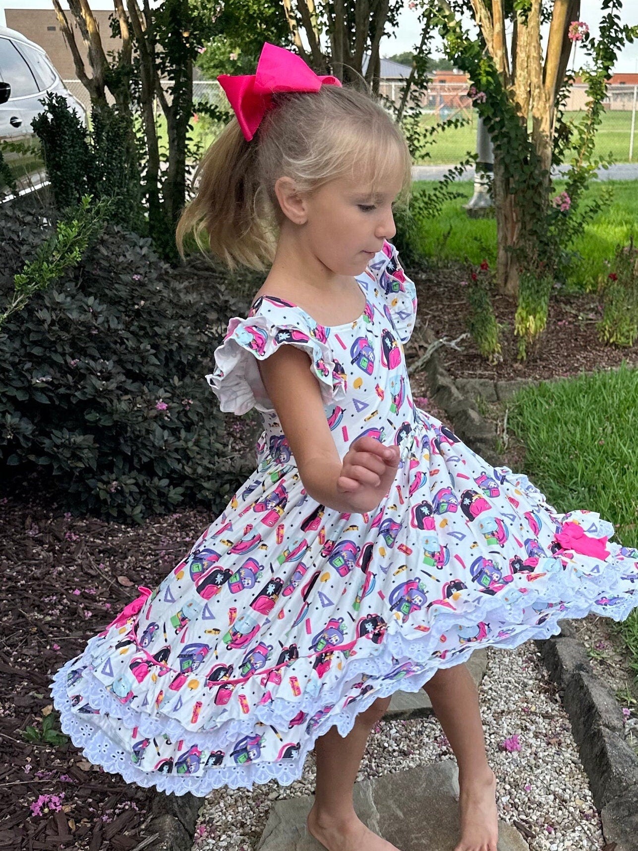 Ruffle and Lace School Days Twirl Dress