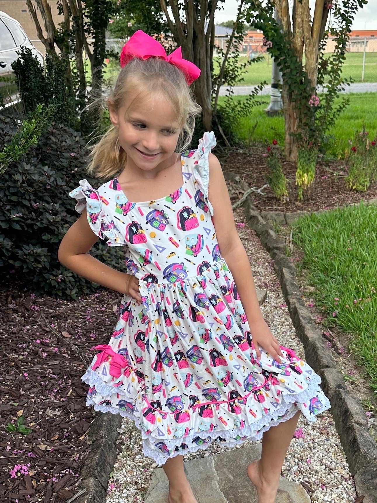 Ruffle and Lace School Days Twirl Dress