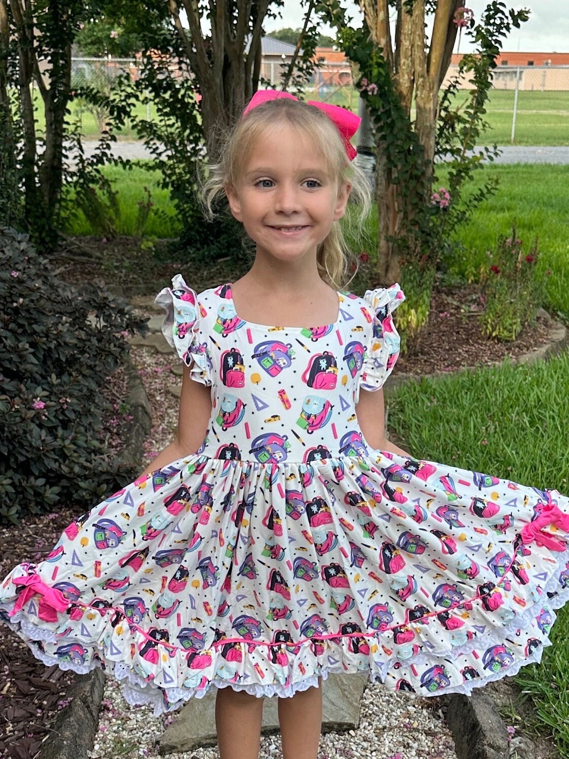 Ruffle and Lace School Days Twirl Dress