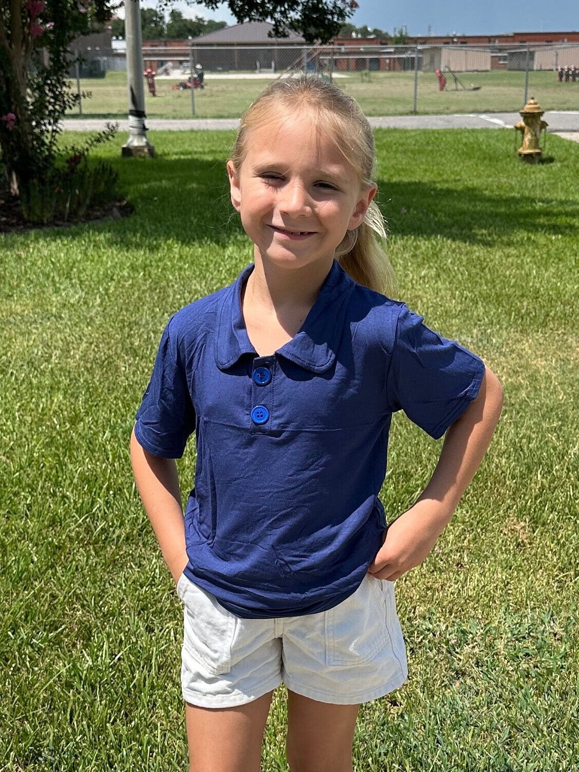 Navy Bamboo school style polo shirt