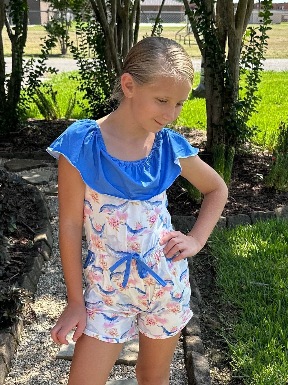 Whales and Roses Romper