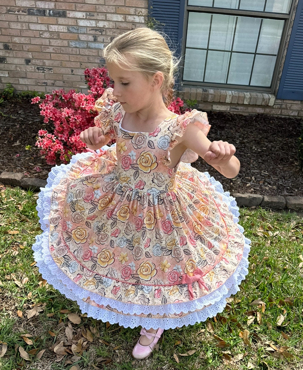 Ruffles and Lace Roses Twirl Dress