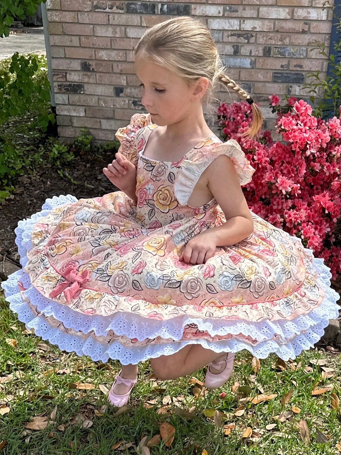 Ruffles and Lace Roses Twirl Dress