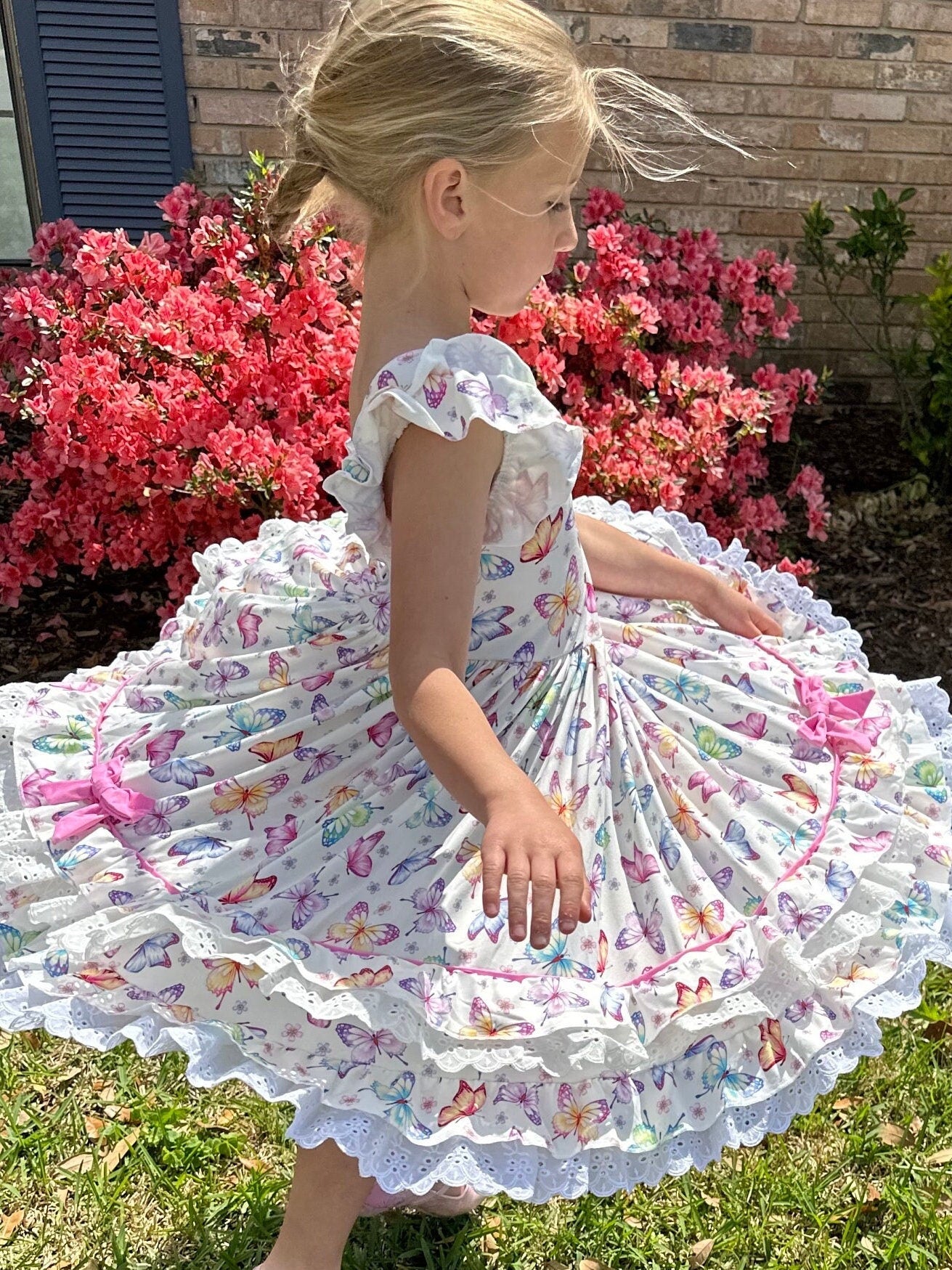 Ruffle and Lace Butterfly Twirl Dress