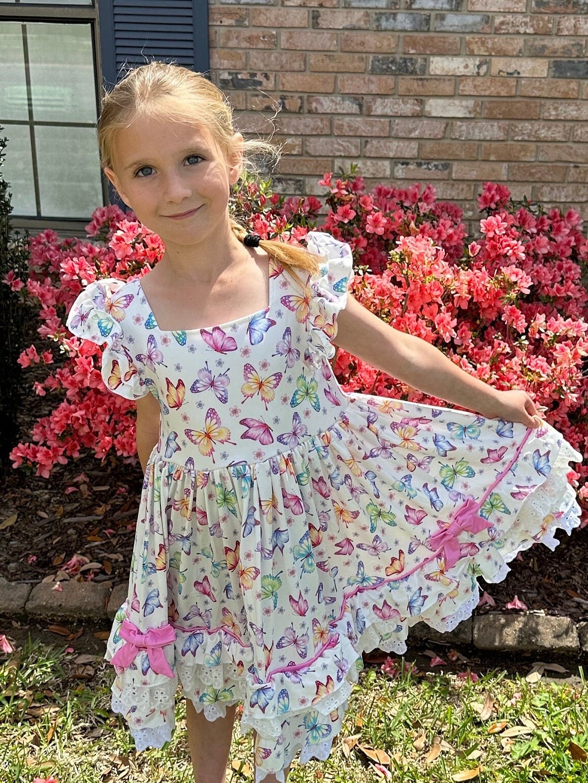 Ruffle and Lace Butterfly Twirl Dress