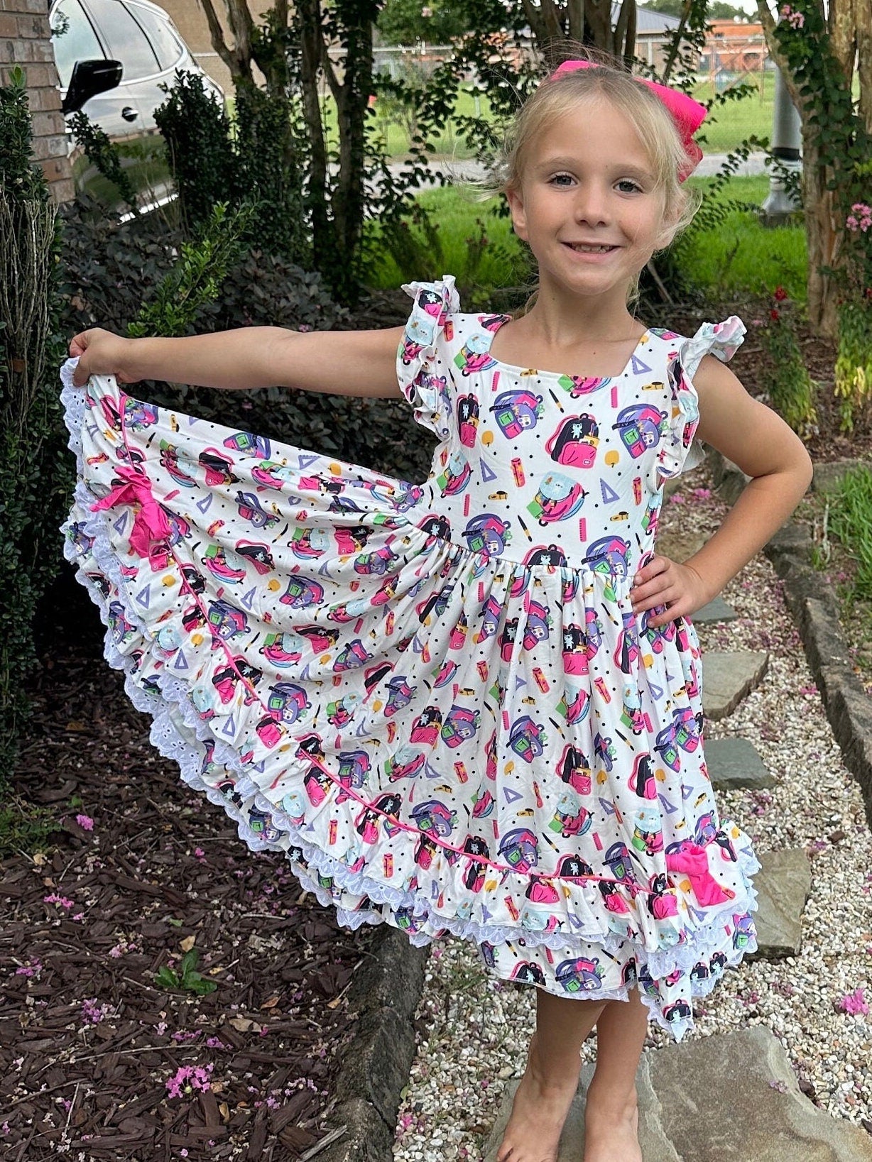 Ruffle and Lace School Days Twirl Dress