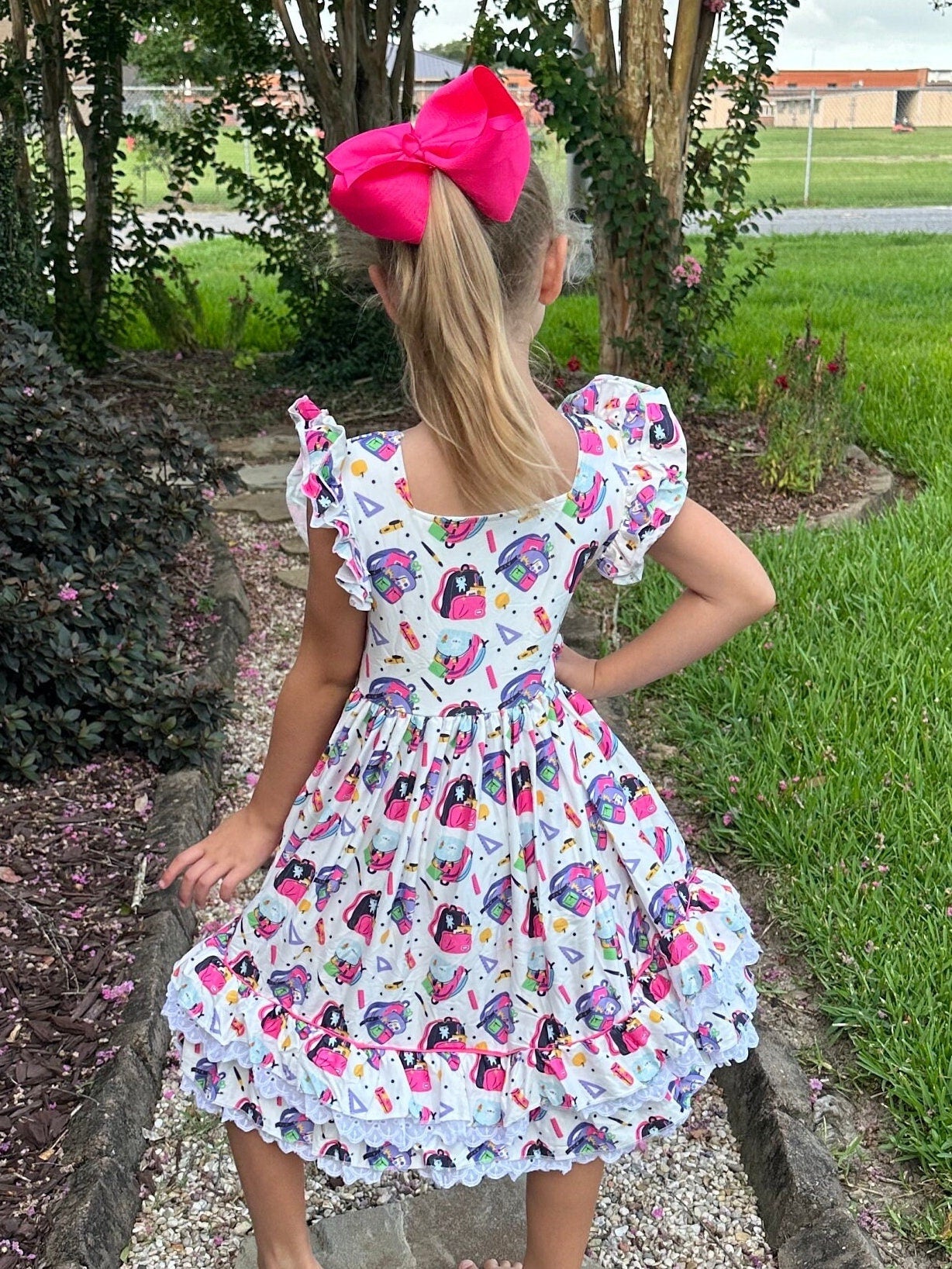 Ruffle and Lace School Days Twirl Dress