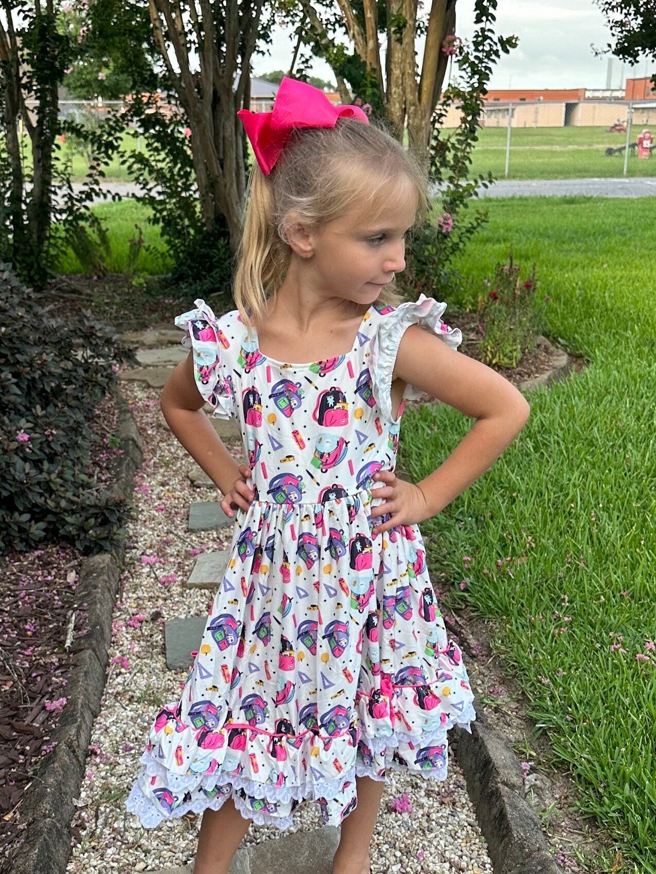 Ruffle and Lace School Days Twirl Dress