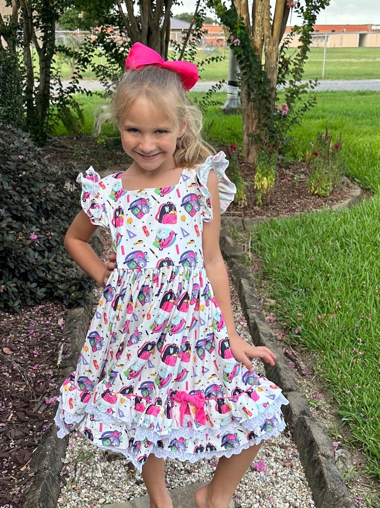 Ruffle and Lace School Days Twirl Dress