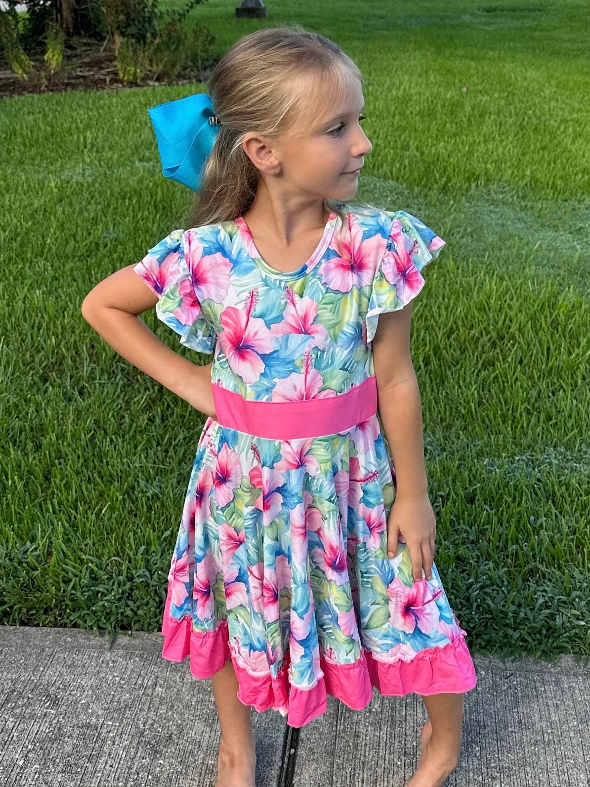 Hibiscus Bow Back Twirl Dress