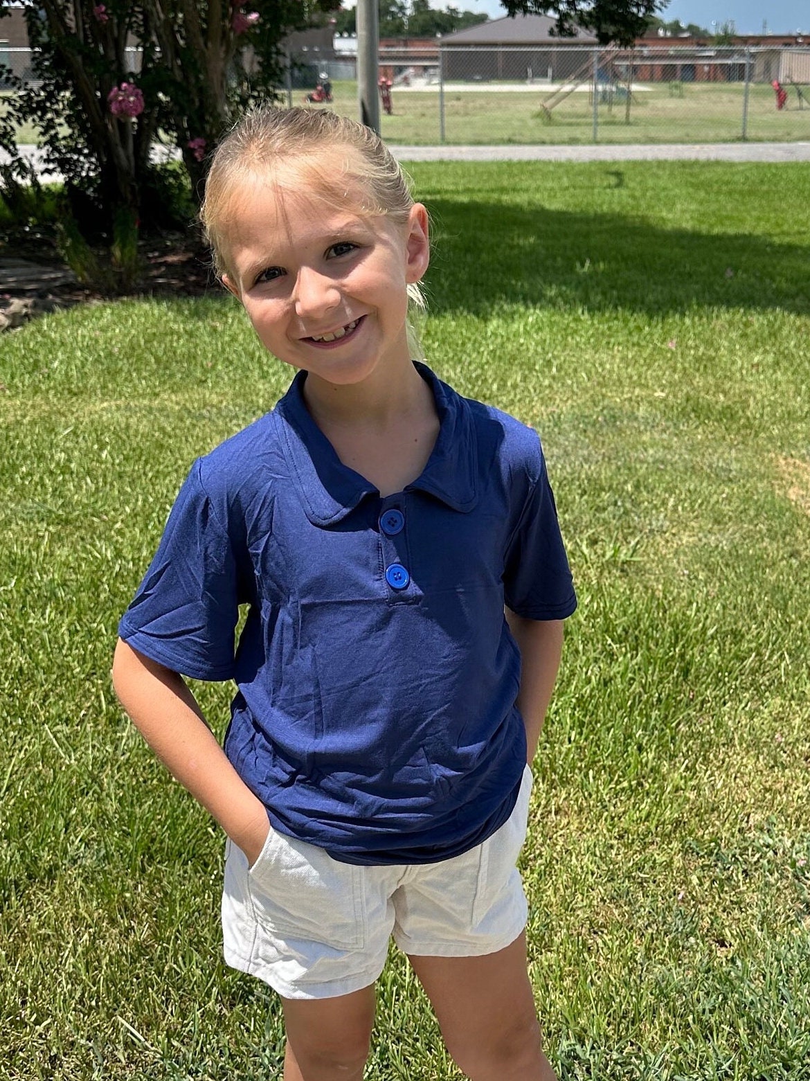 Navy Bamboo school style polo shirt