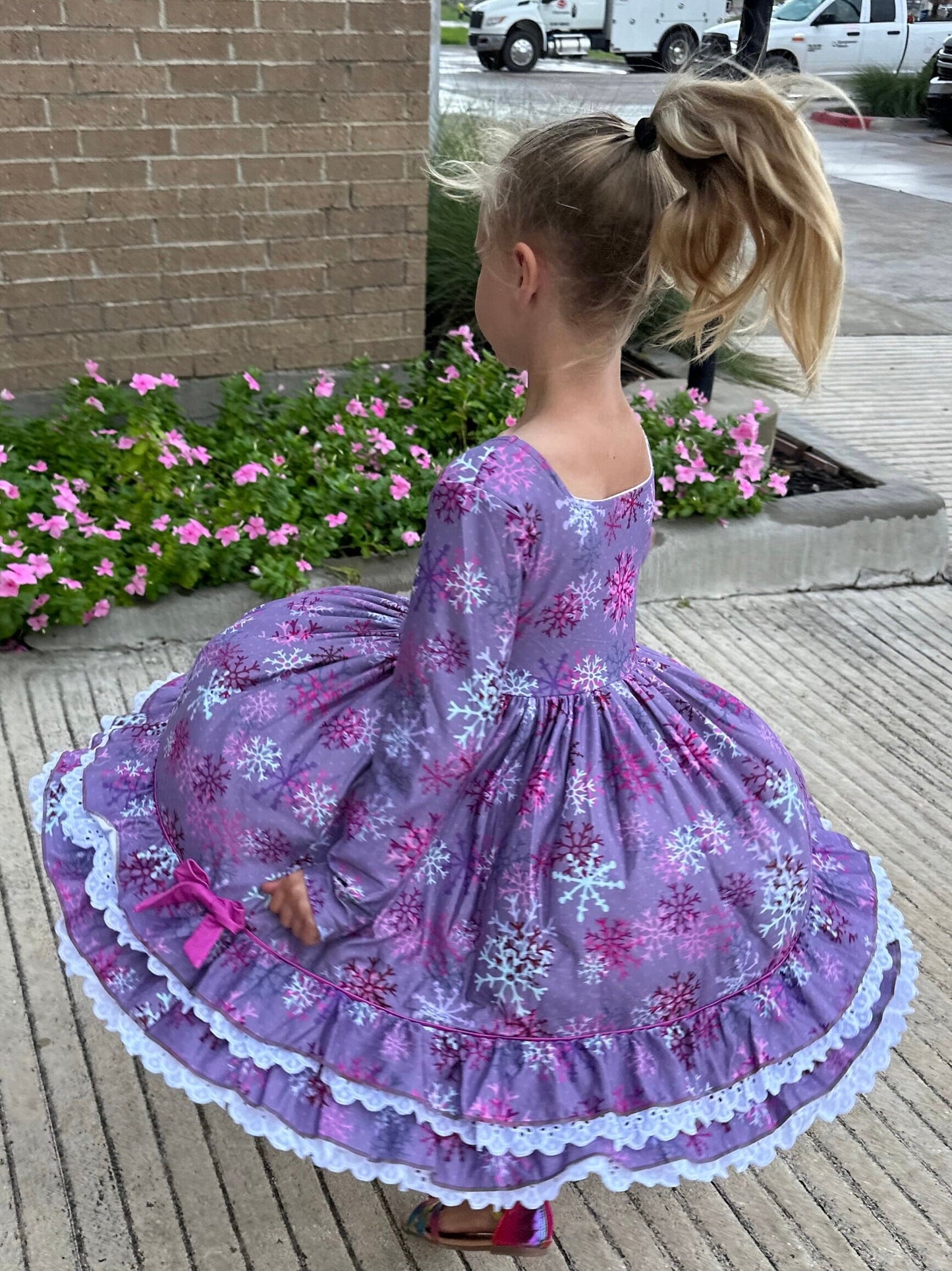 Snowflake Lace and Ruffle Dress