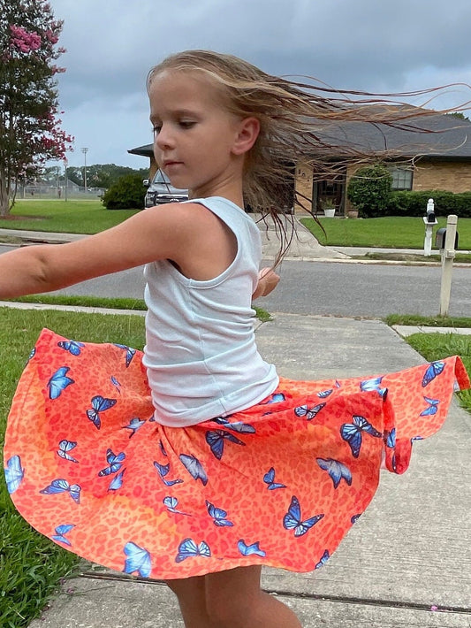 Butterfly Leopard Twirl Skort