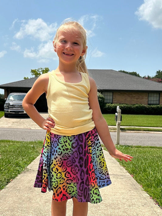 Rainbow  Leopard Twirl Skort