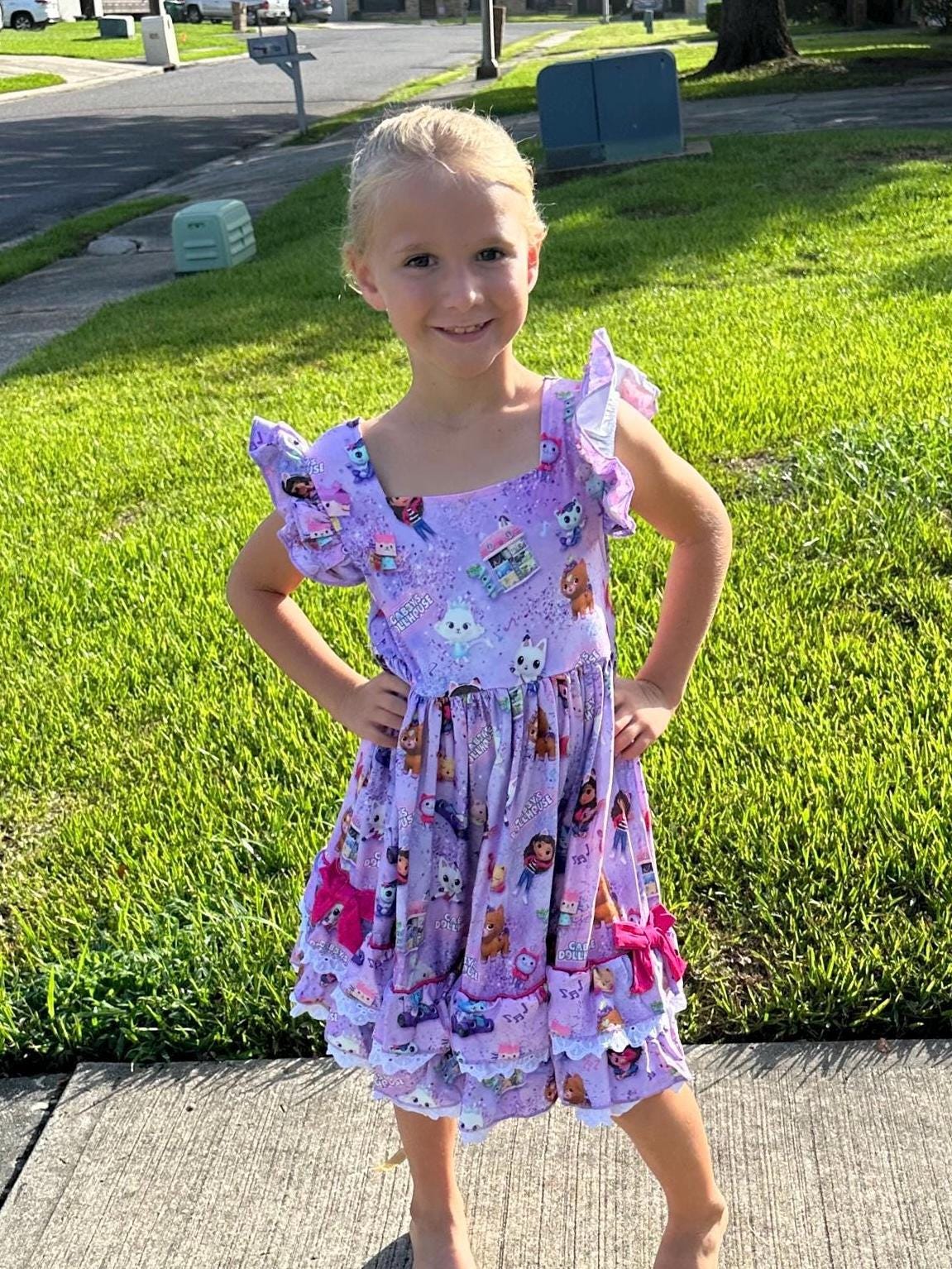 Purple Dollhouse Ruffle and Lace Twirl Dress
