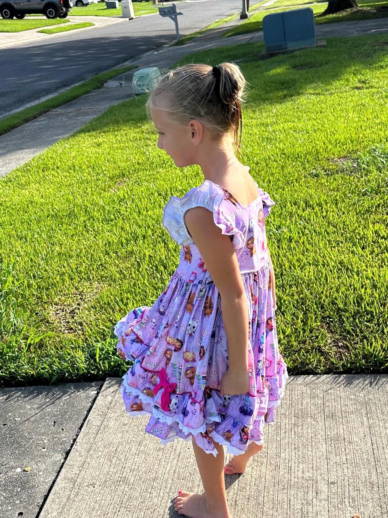 Purple Dollhouse Ruffle and Lace Twirl Dress