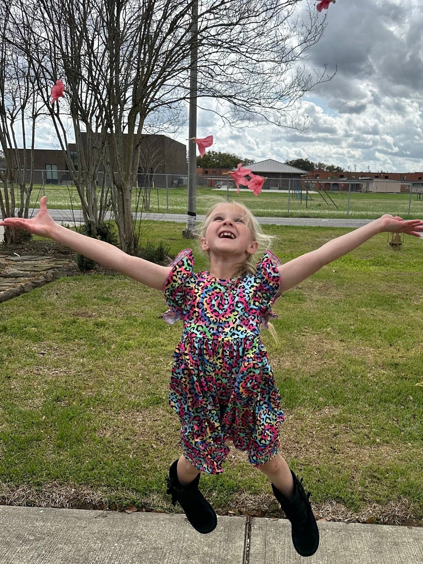 Tye Die Leopard Flutter Dress