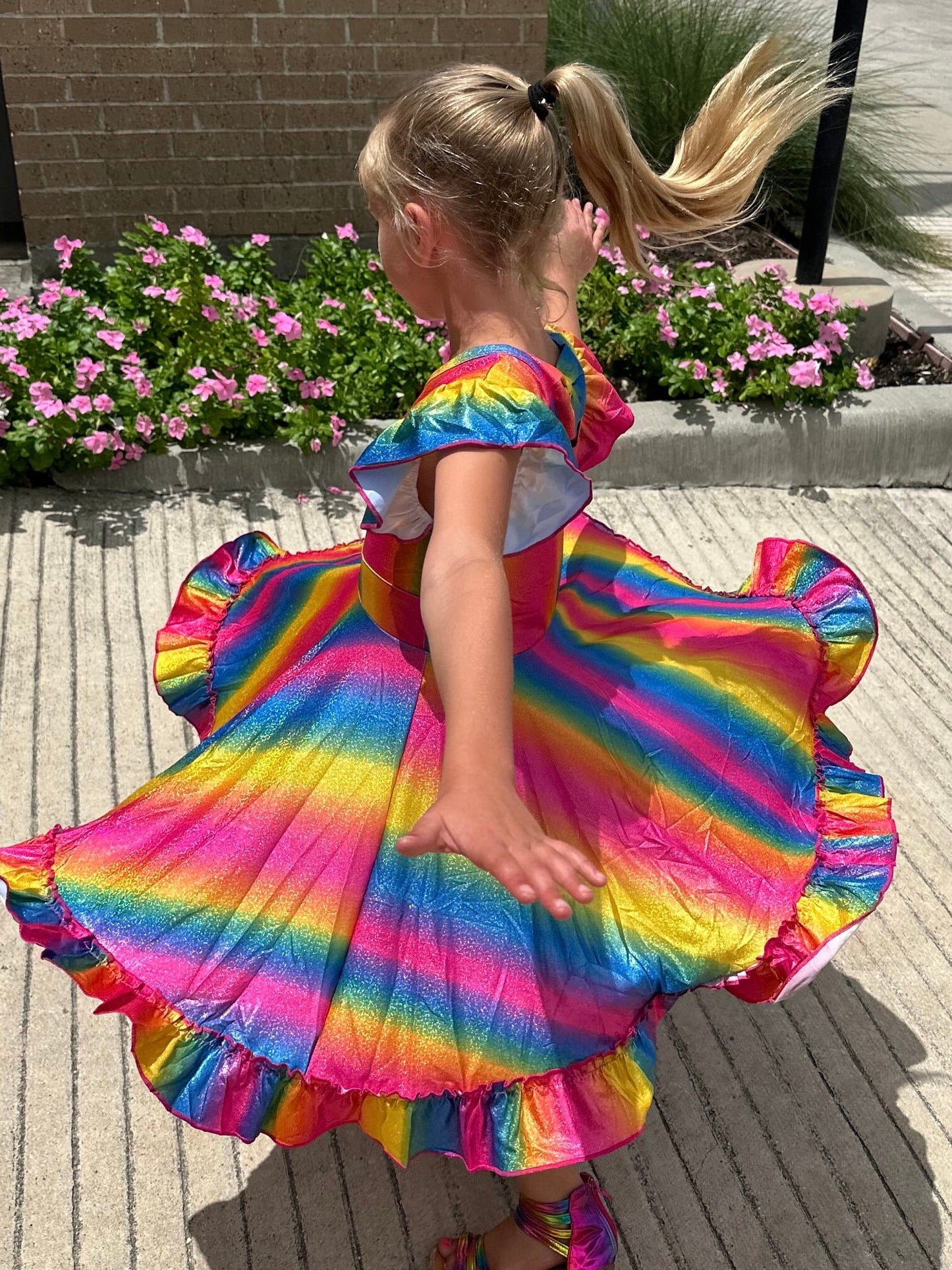 Rainbow Sparkles (real sparkles) bow back twirl dress