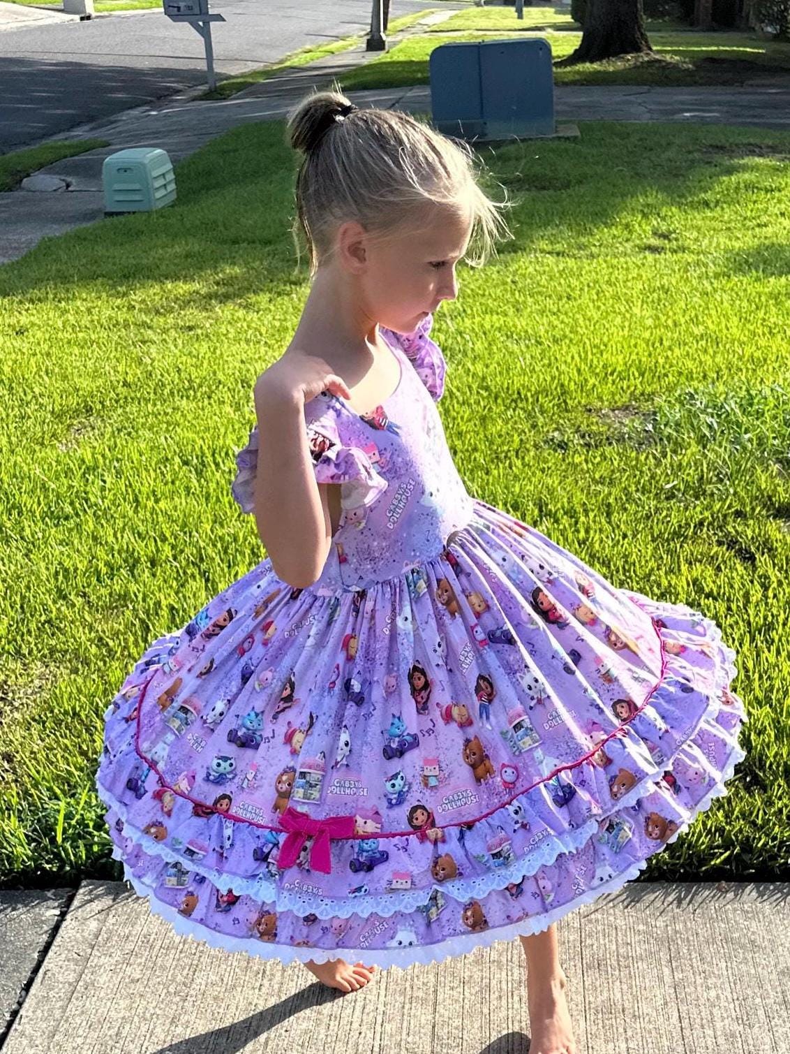 Purple Dollhouse Ruffle and Lace Twirl Dress