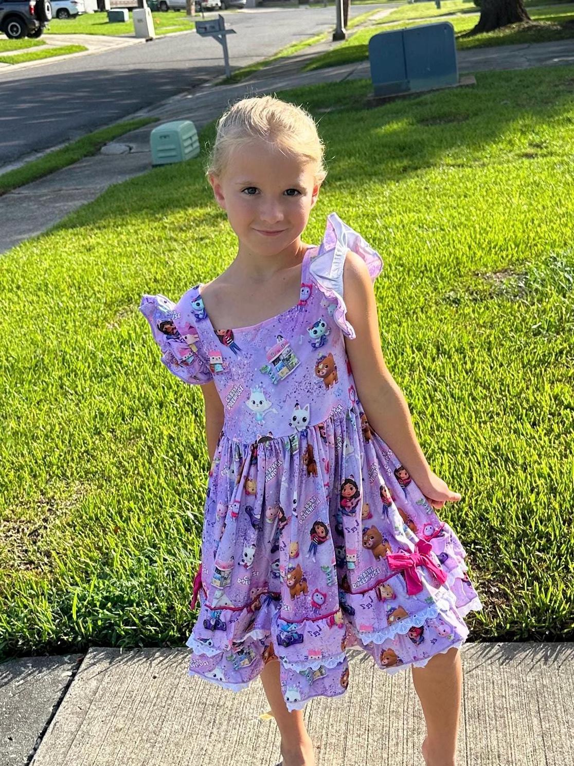 Purple Dollhouse Ruffle and Lace Twirl Dress