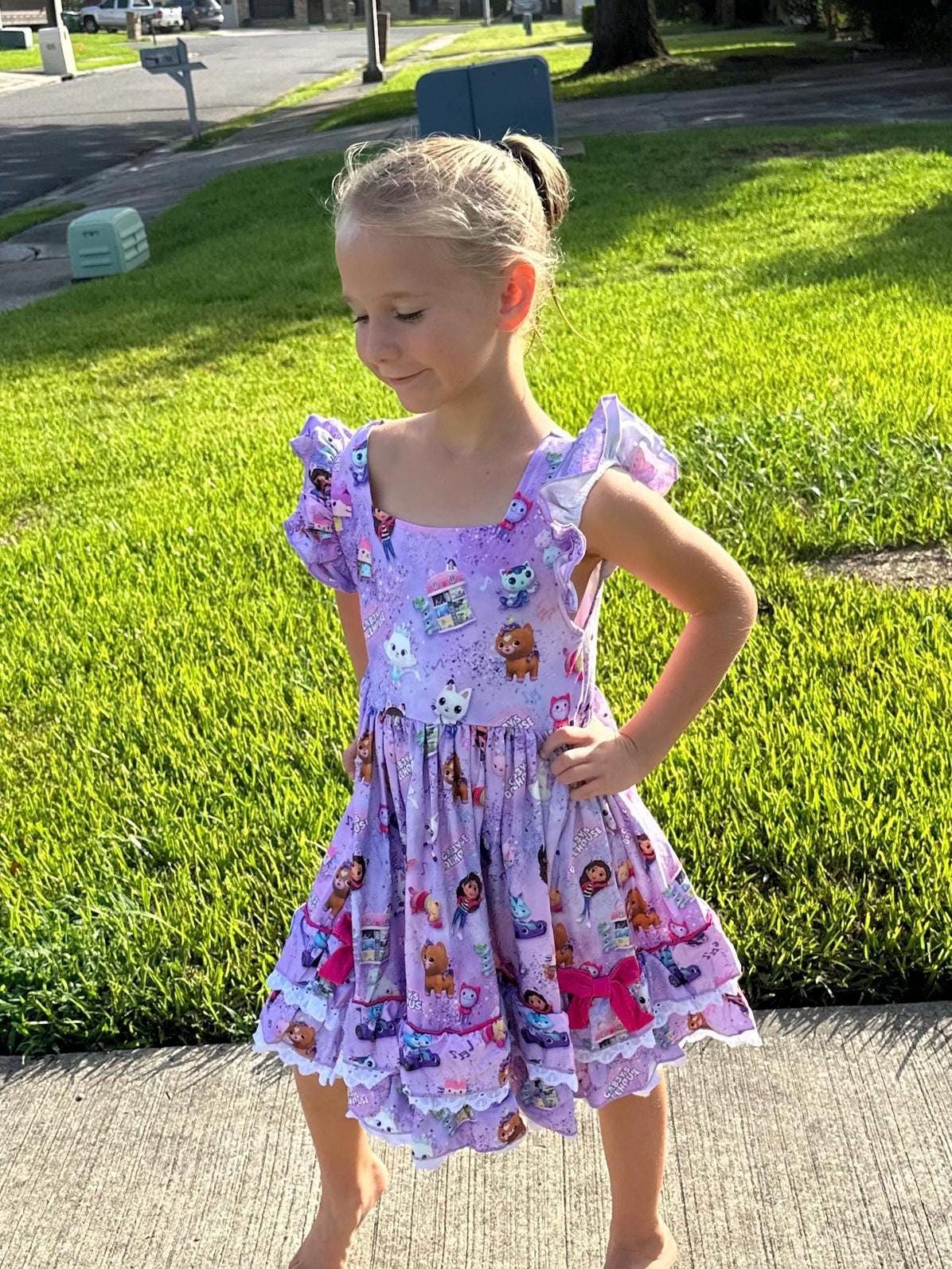 Purple Dollhouse Ruffle and Lace Twirl Dress