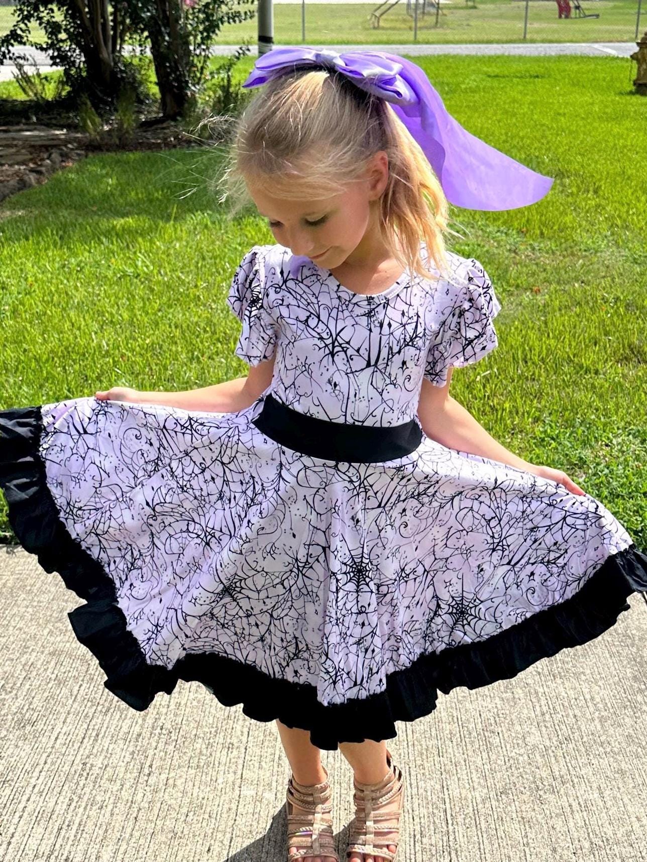 Halloween Webs Bow Back Twirl Dress