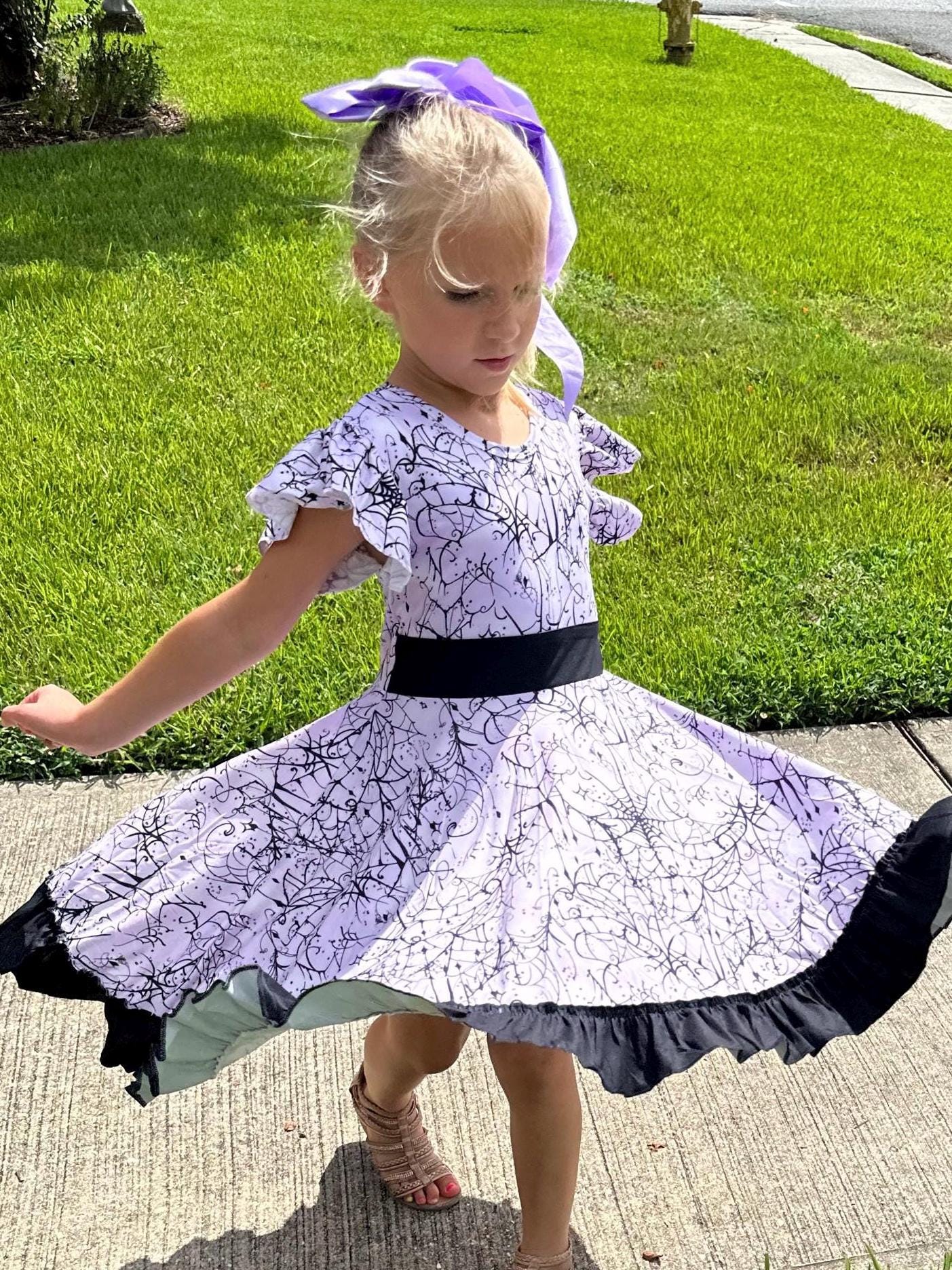 Halloween Webs Bow Back Twirl Dress