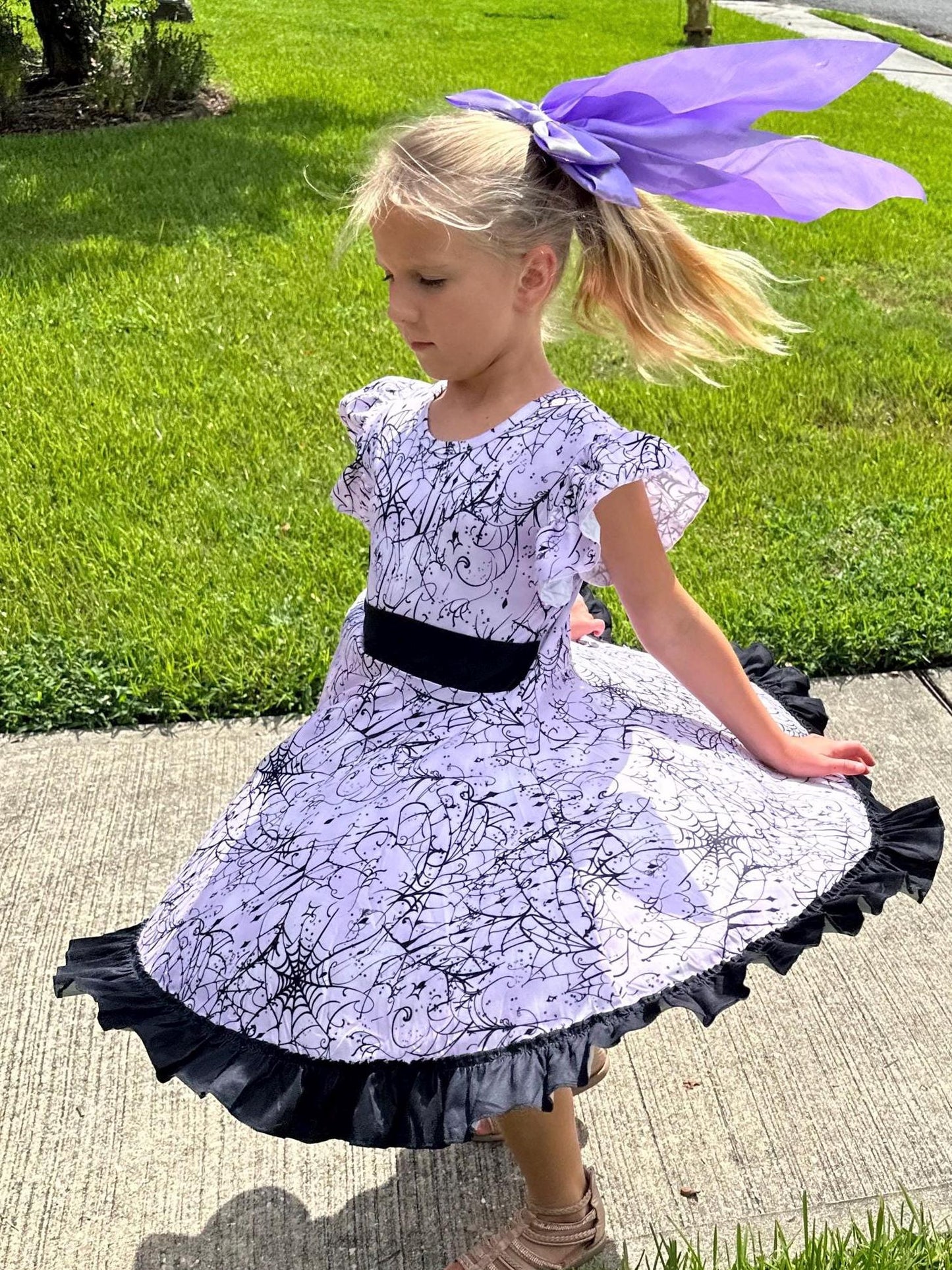 Halloween Webs Bow Back Twirl Dress